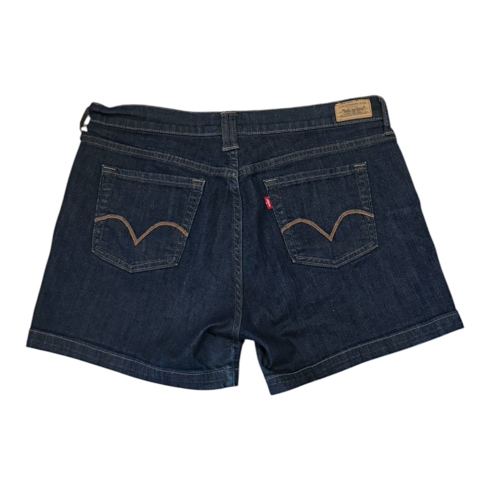 Levis Womens Dark Wash Denim Shorts Size 10 Stretch Cotton Blue Jean Shorts - Picture 4 of 6